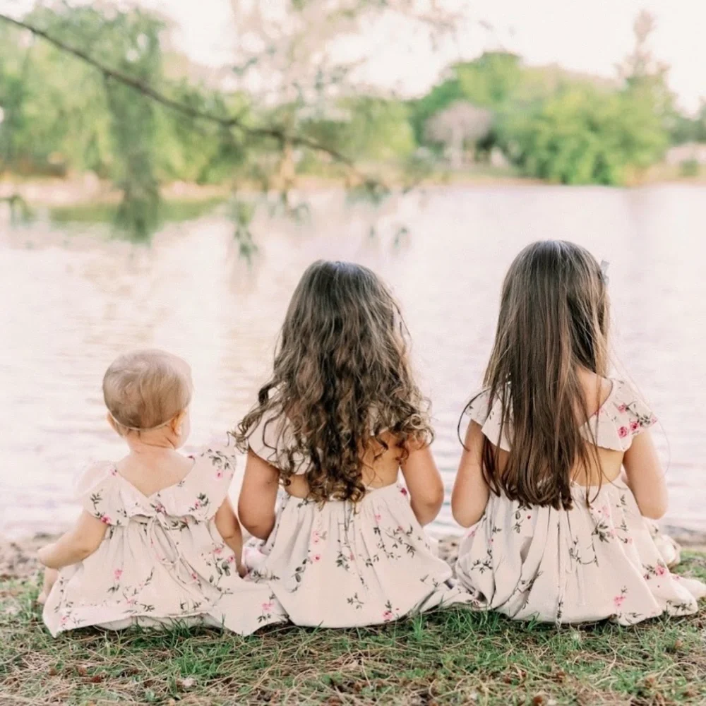 Floral toddler Dress with Ruffled Sleeves