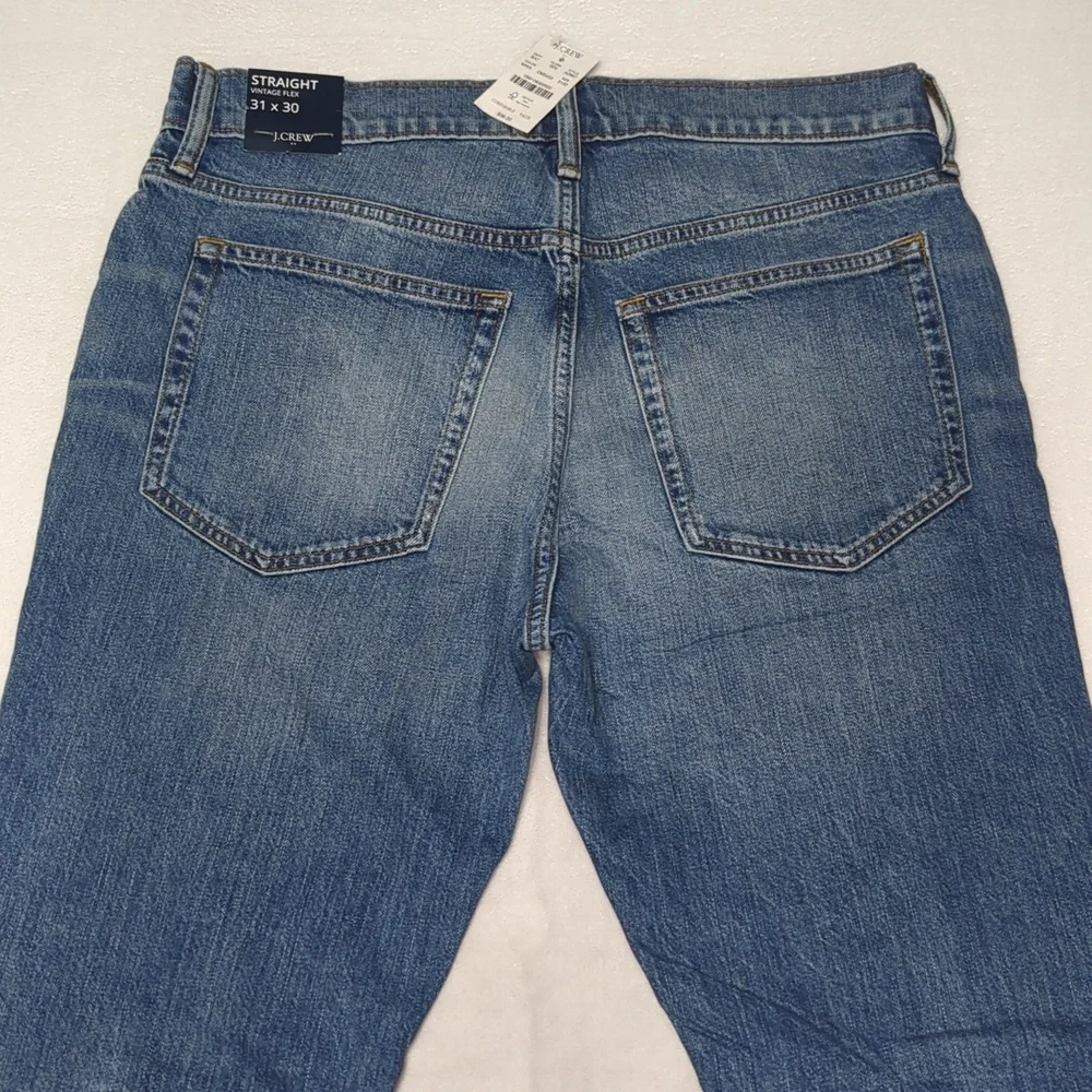 NEW J Crew‎ Straight Vintage Flex Medium Blue Wash Mens Jeans Size 31