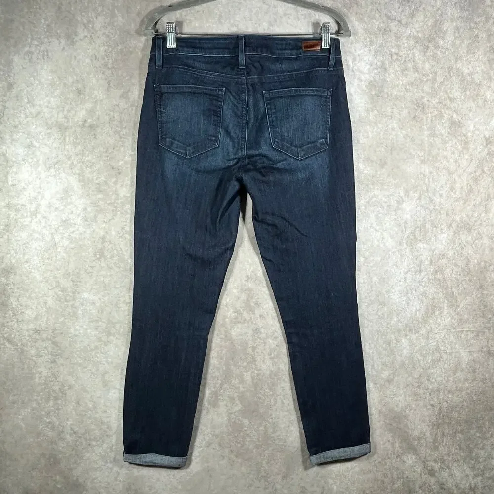 Paige Kylie Crop Jeans Womens 28 Blue Dark Wash‎ Denim Cuffed Mid Rise Stretch
