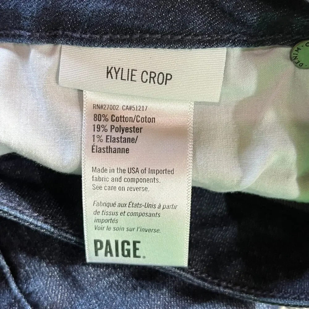 Paige Kylie Crop Jeans Womens 28 Blue Dark Wash‎ Denim Cuffed Mid Rise Stretch