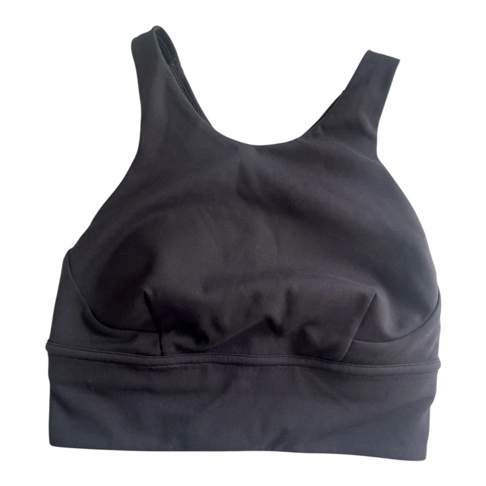 Lululemon‎ Black Wunder Train Long-Line Sports Bra Medium Support Sz 4 Gym