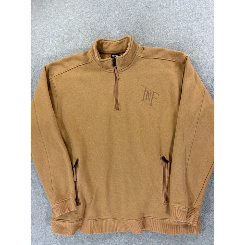 The North Face Stitched‎ Logo 1/2 Zip Pullover Sweatshirt (Men's Large) Brown