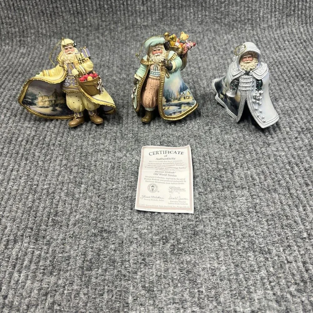 VTG 2003‎ Thomas Kinkade Old World Santas Christmas Heirloom Ornaments Set Of 3