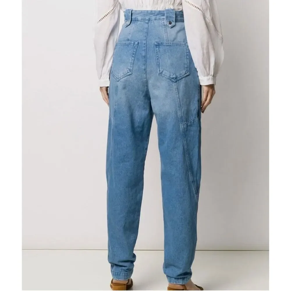 Isabel Marant Kerris Jeans Womens FR40 US8 Light Wash High Rise‎ Tapered FLAW