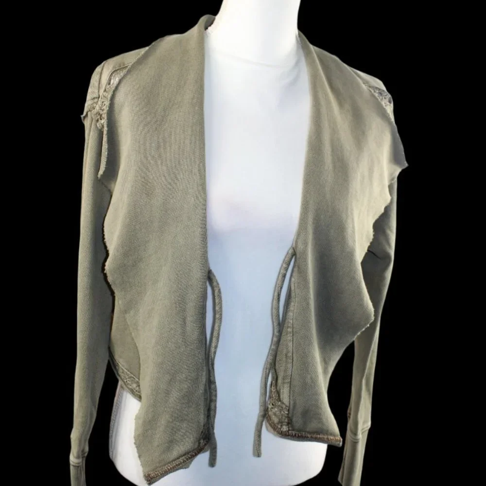 Free People Lost Cause Dolphin Wash Front Tie Cropped Cardigan Size XS