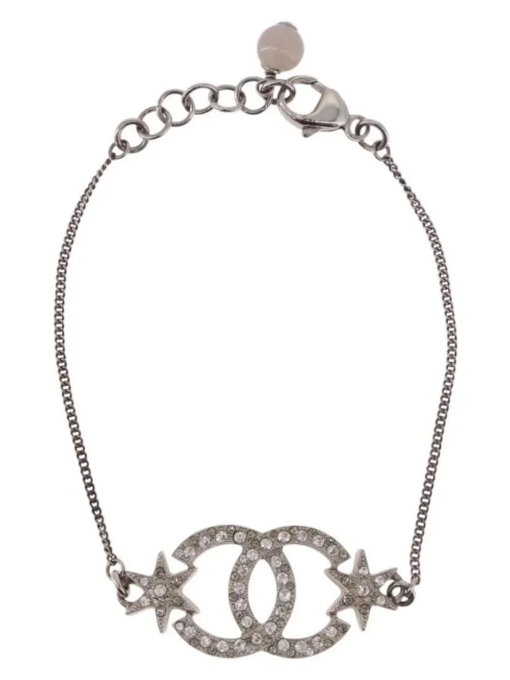 CHANEL Bracelet Metal Silver CC Auth BA13638M
