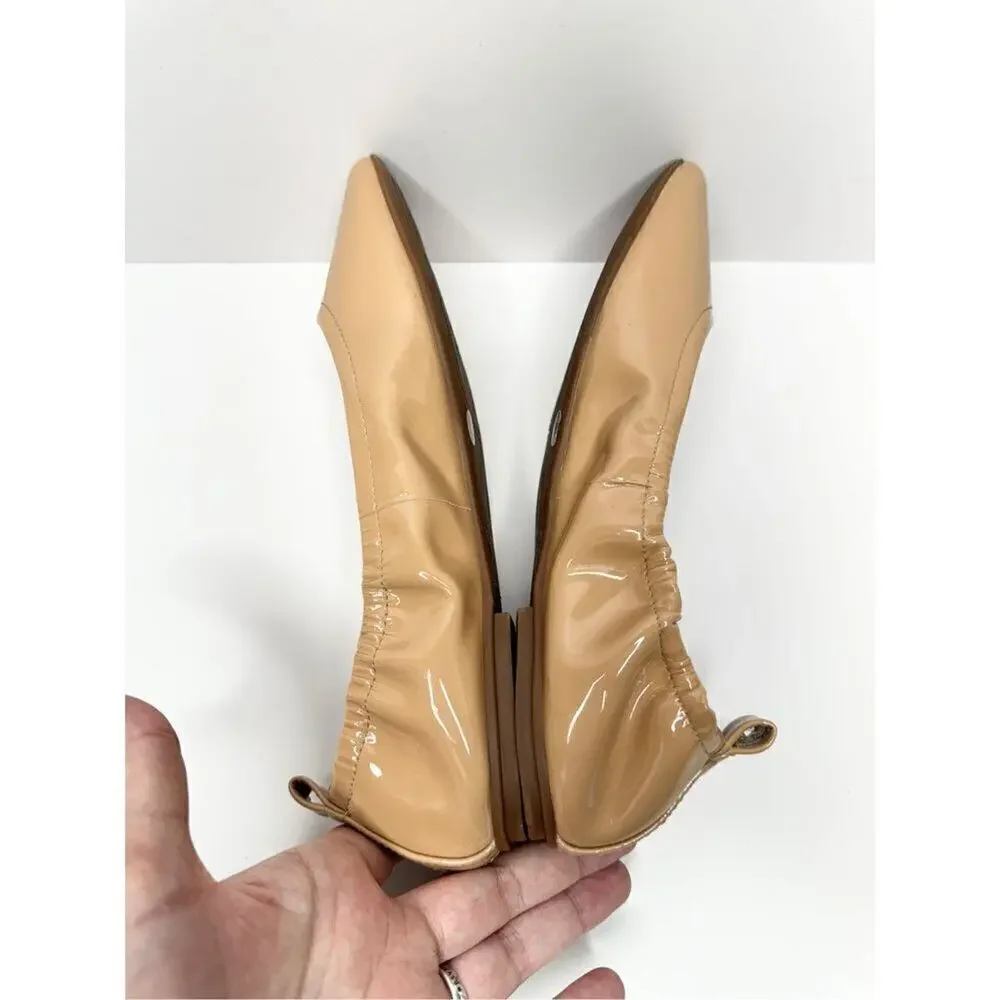 Vince Camuto Flats Womens Size 6 Tan Patent Leather Slip On‎ Ballet Shoes