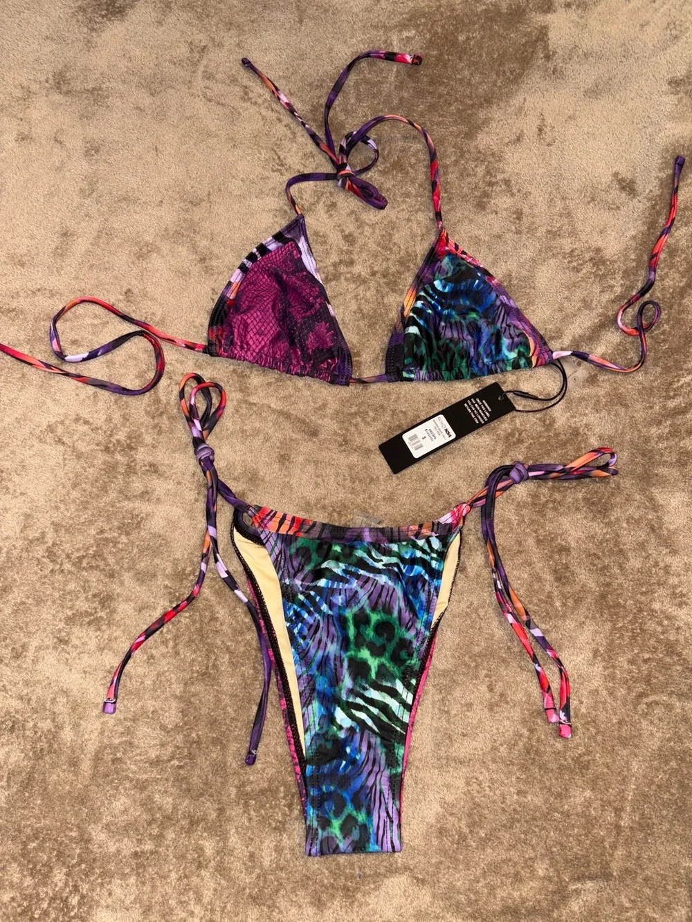 Colorful Animal Print Tie-Side Bikini Set