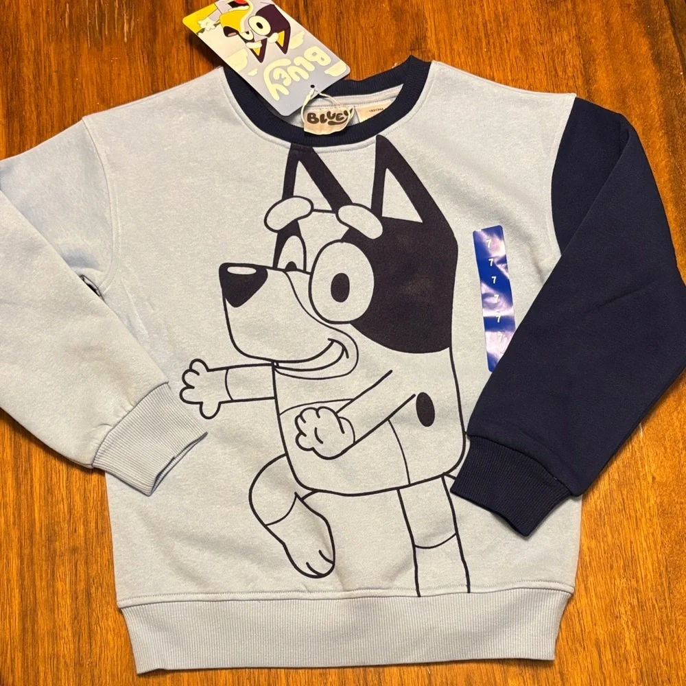 Bluey Kids Size 7 Matching Set - NWT -‎ Stretch Denim joggers & sweatshirt