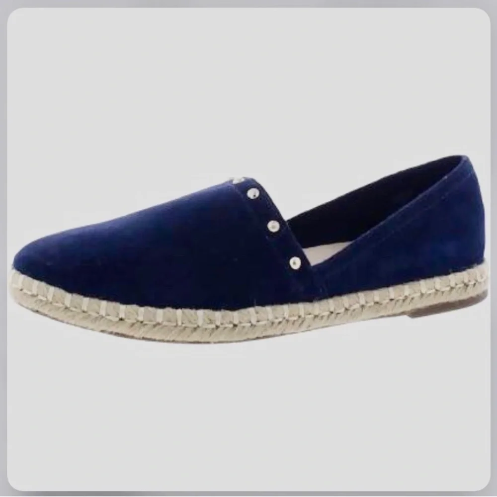 Anne Klein Kaily navy blue suede espadrille slip on flats size 6.5