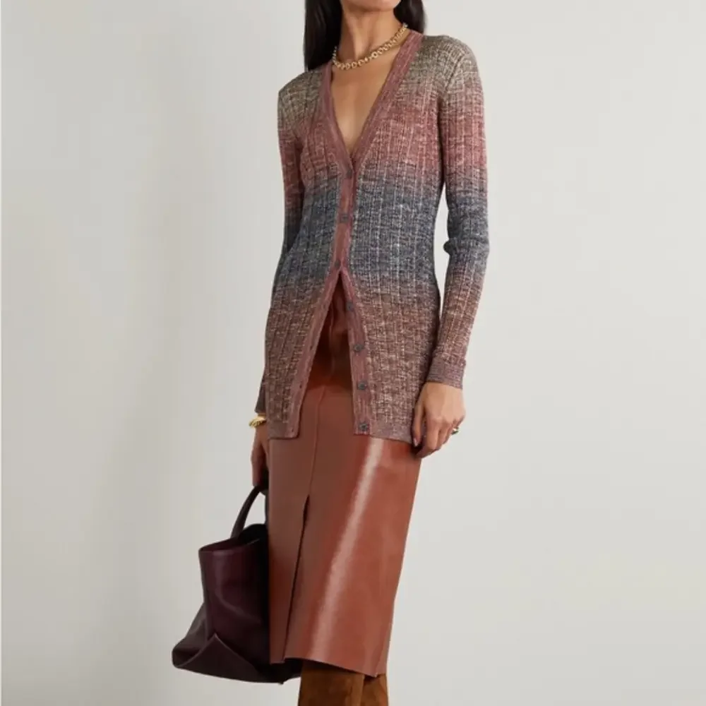 MISSONI Degradé Metallic Crochet Knit Cardigan in‎ Red, Sz XS
