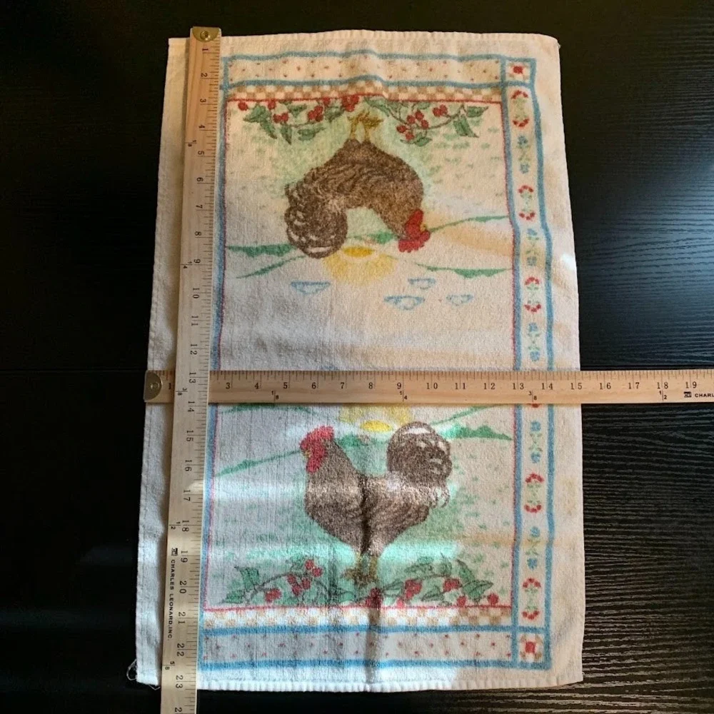 Vintage‎ Sayco Screen Prints Sunrise Chicken Rooster Dish Tea Kitchen  Towel