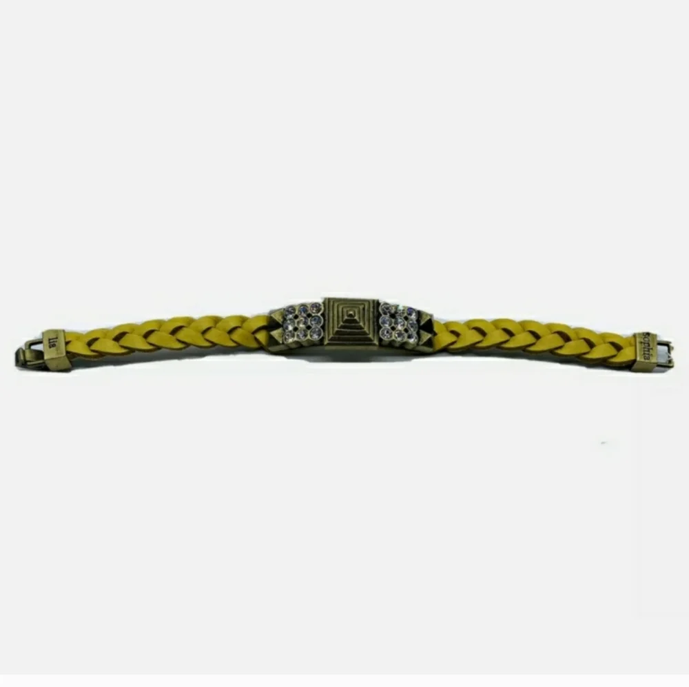 LIA SOPHIA Yellow Leather Studded Crystal Bracelet 8