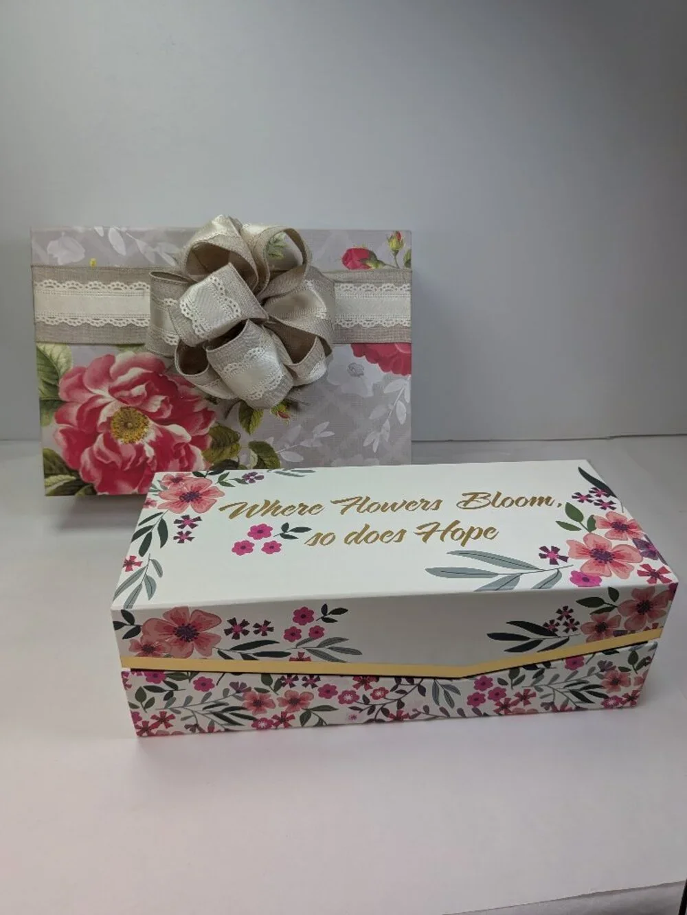 Cottagecore Caroline Alfreds Floral Gift Box Bundle 2pc Magnetic Bow Medium