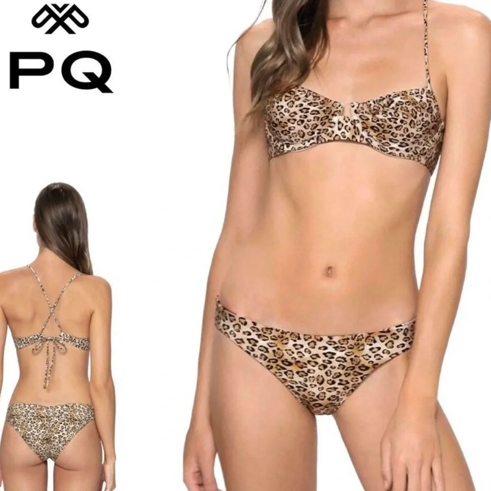 New. Pilyq/PQ Swim Leopard Underwire Bikini Top.‎ Size Large. Retails $80