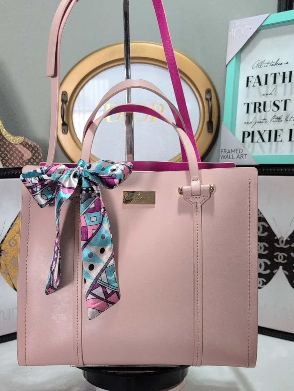 Kate Spade Small Arbour Hill Elodie Tote/Crossbody Pink & Hot Pink Leather - NEW