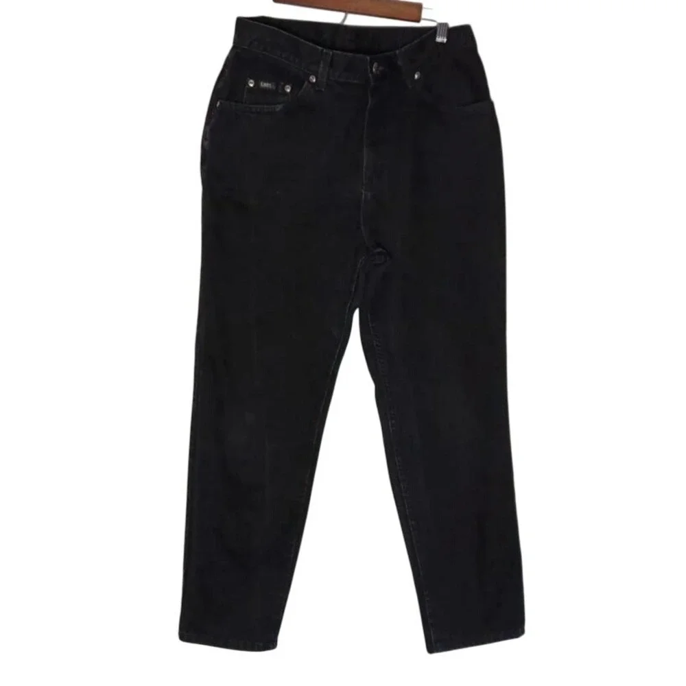 Vintage Lee Jeans Womens 12 Black High Rise Tapered Leg Denim‎ 90s USA Classic