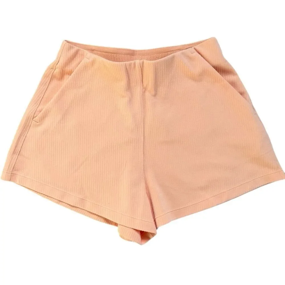 Lululemon Ribbed Softstreme High-Rise shorts in the color Peach Bellini 0