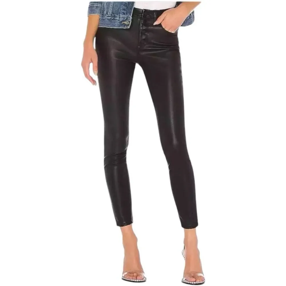 Blank NYC Pants‎ 28 Black Faux Leather High Rise Skinny Button Fly Great Jones