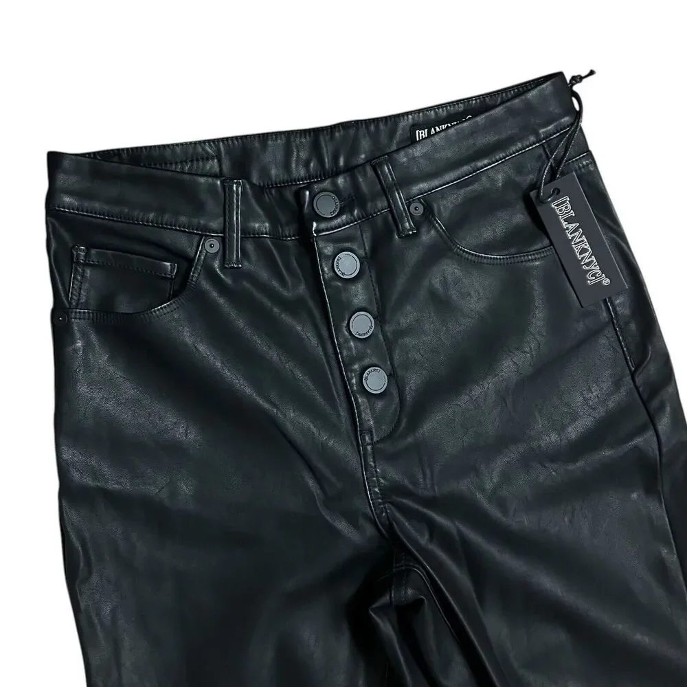 Blank NYC Pants‎ 28 Black Faux Leather High Rise Skinny Button Fly Great Jones