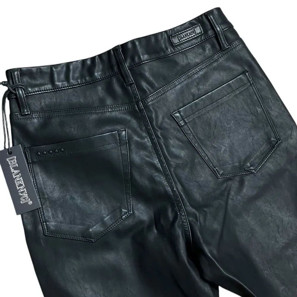 Blank NYC Pants‎ 28 Black Faux Leather High Rise Skinny Button Fly Great Jones