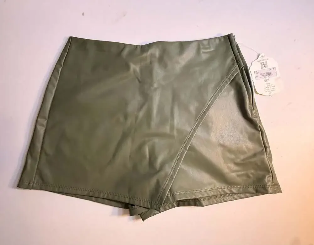 Altard State Faux Leather Wrap Skort Sage Green Olive H1276K777JD Womens Small