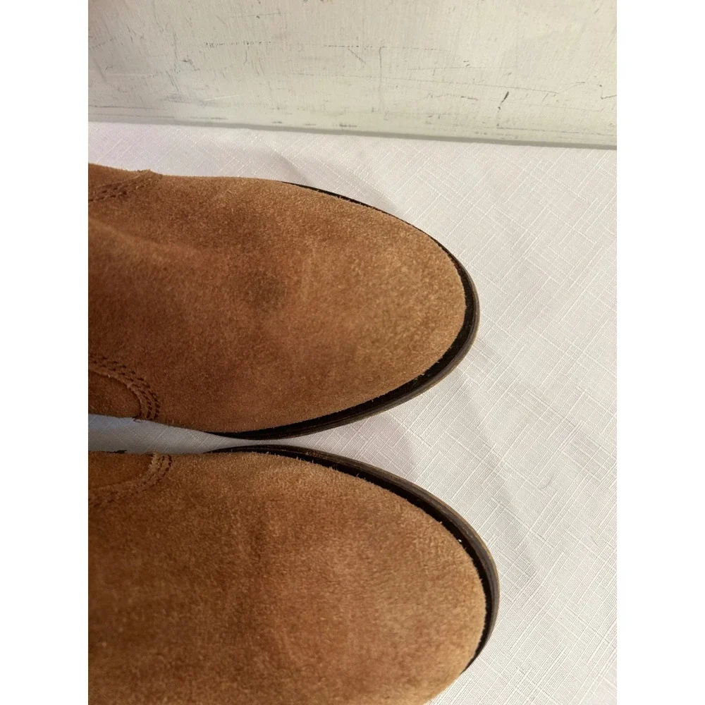 Unbranded Suede Slouchy Western Ankle Boots 7.5 Brown Leather Booties Women