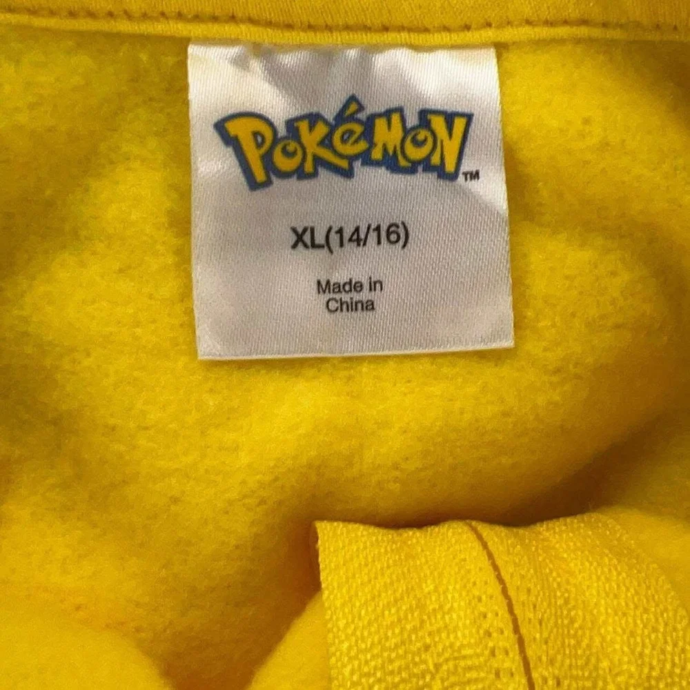 Pokemon Pikachu Hoodie Zip Up Kids Size‎ xL 14/16 NWT Yellow Cosplay Ears