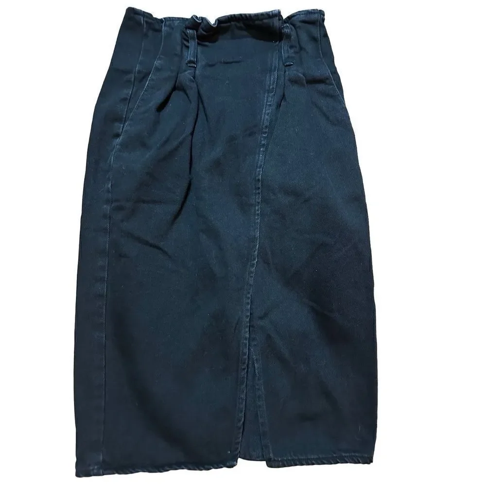Bershka Womens black denim midi skirt‎ sz 00