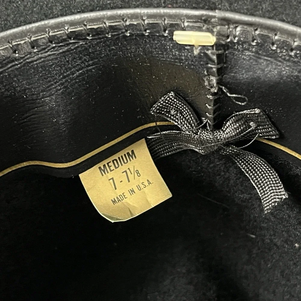 VTG Mallory by Stetson Black Wool Hunter Hat Fedora Mens Size 7-7⅛ Medium‎ USA