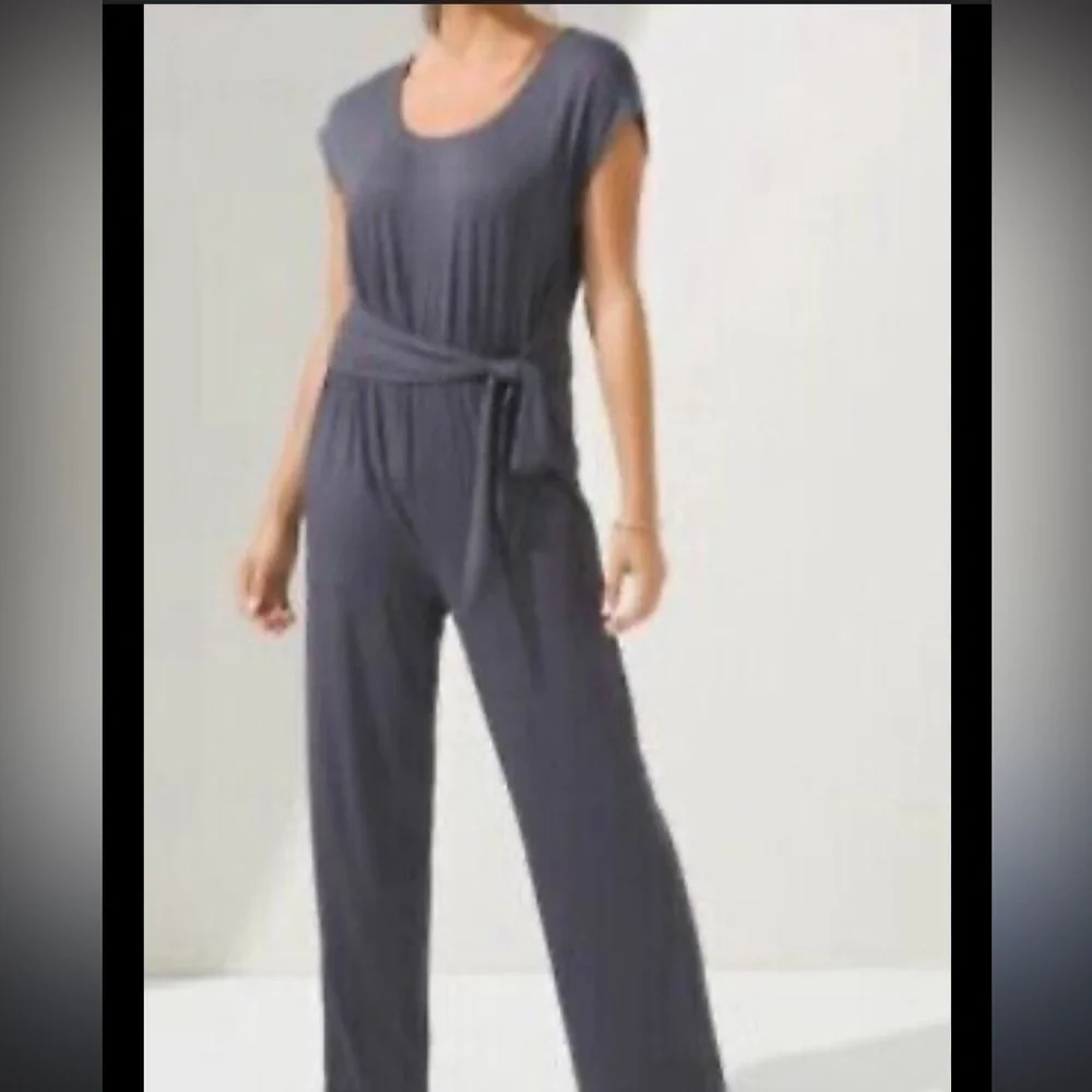 Soma Weekend Slate Gray Tie Waist Lounge Jumpsuit Size Medium