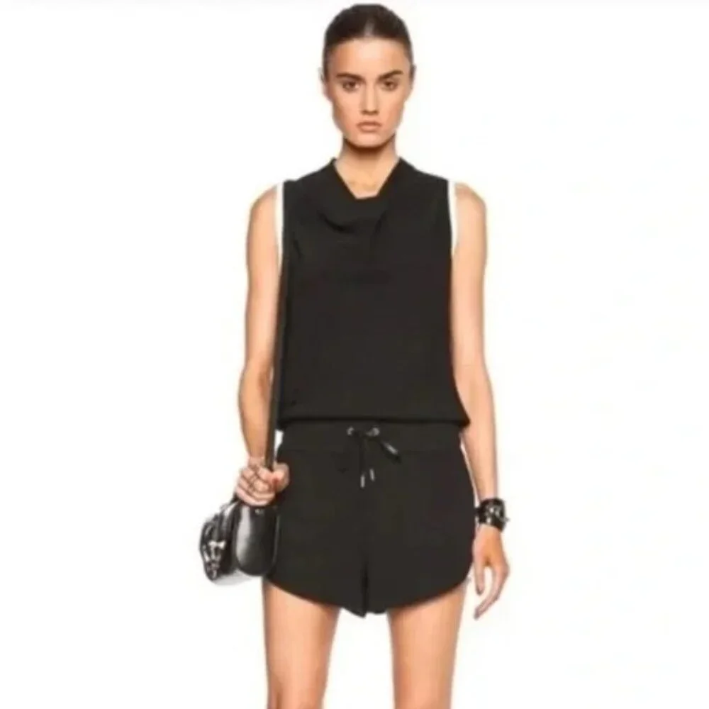 Helmut Lang Black Drawstring Waist Torsion Romper Sz 8
