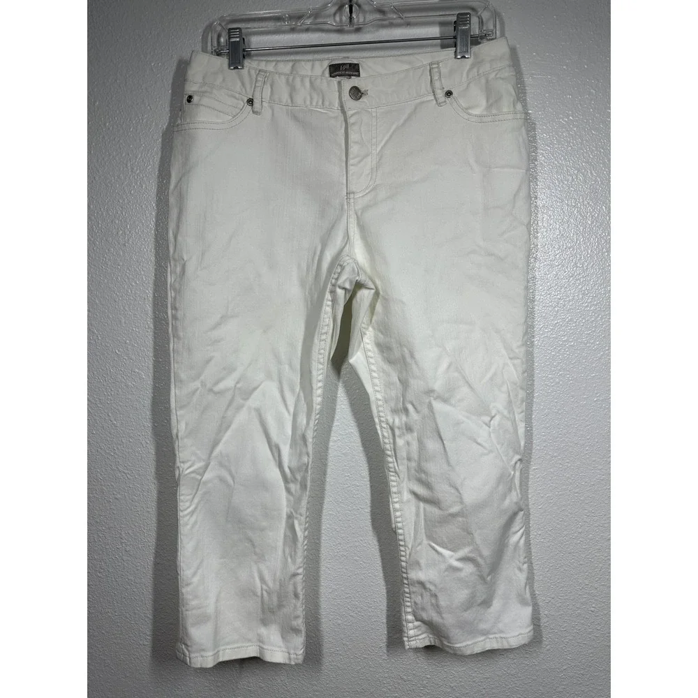 J Jill Pants Womens 16 White Authentic Fit Cropped Below‎ Waist Stretch Cotton