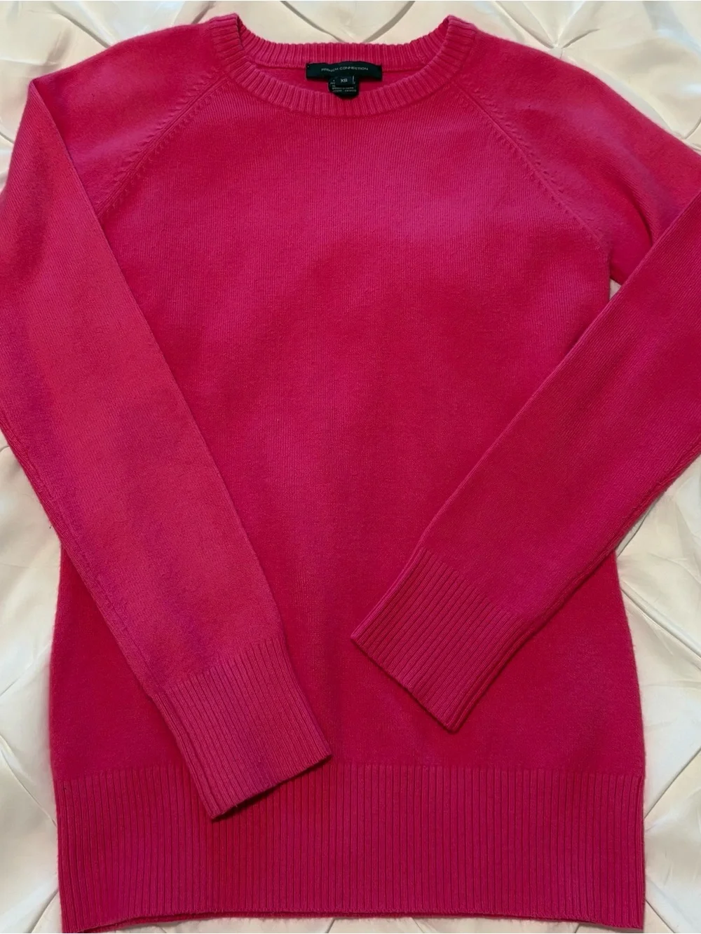 French Connection Classic Crew Neck Sweater, Bright Pink, Size XS