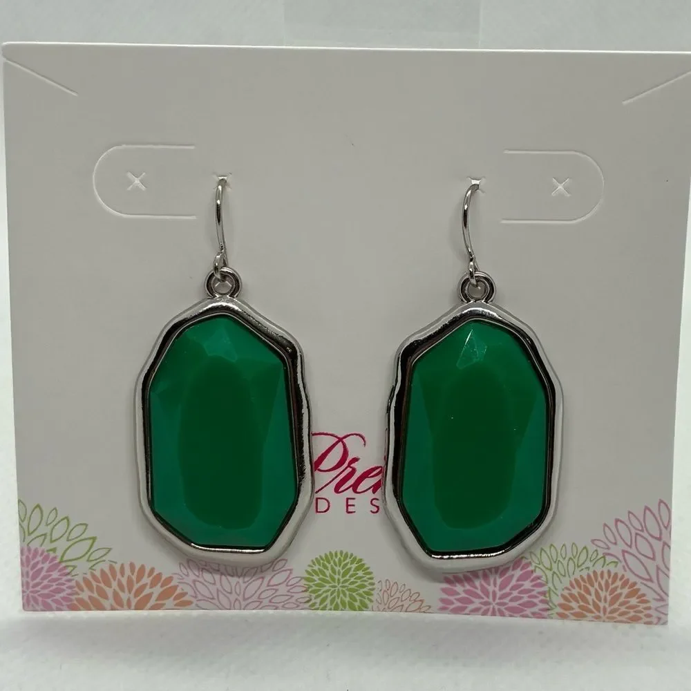 3For$20 Premier DeGreen Faceted Drop Earrings