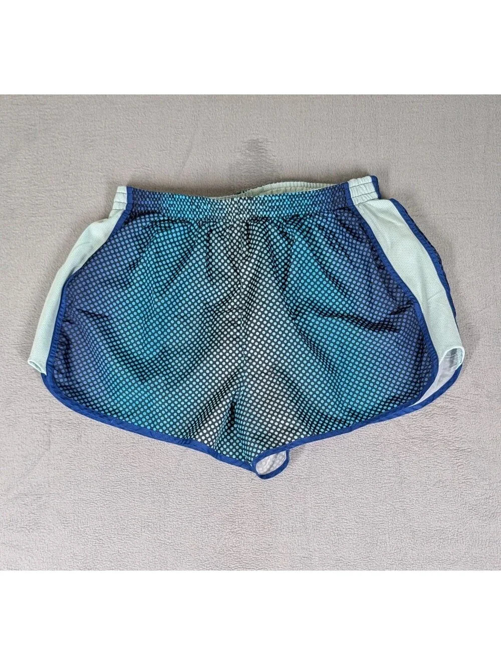 Pink Victorias Secret L Blue Polka Dot Running Athletic Lined Shorts Active Gym