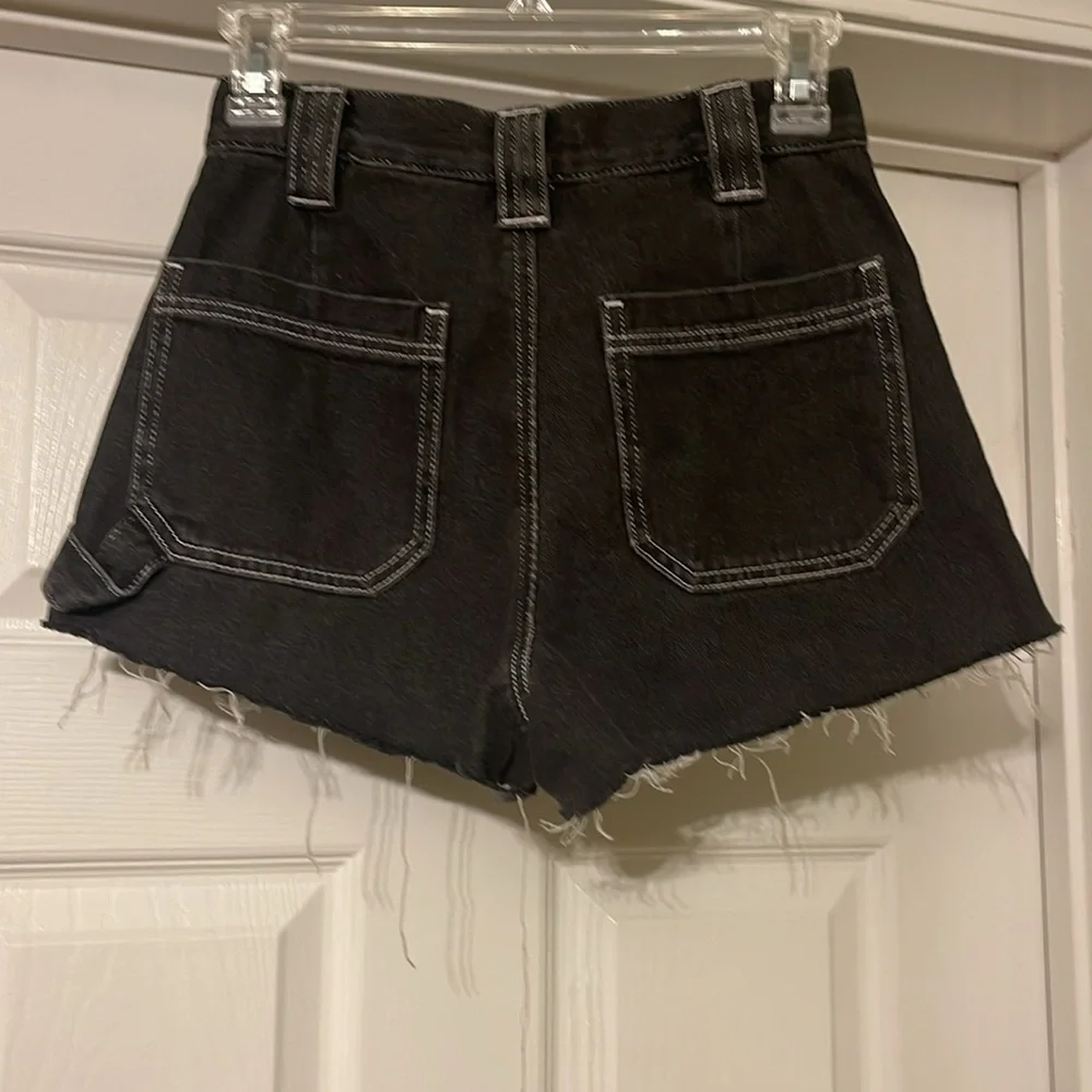 Pacsun High Rise Carpenter Shorts Black Denim Size 25