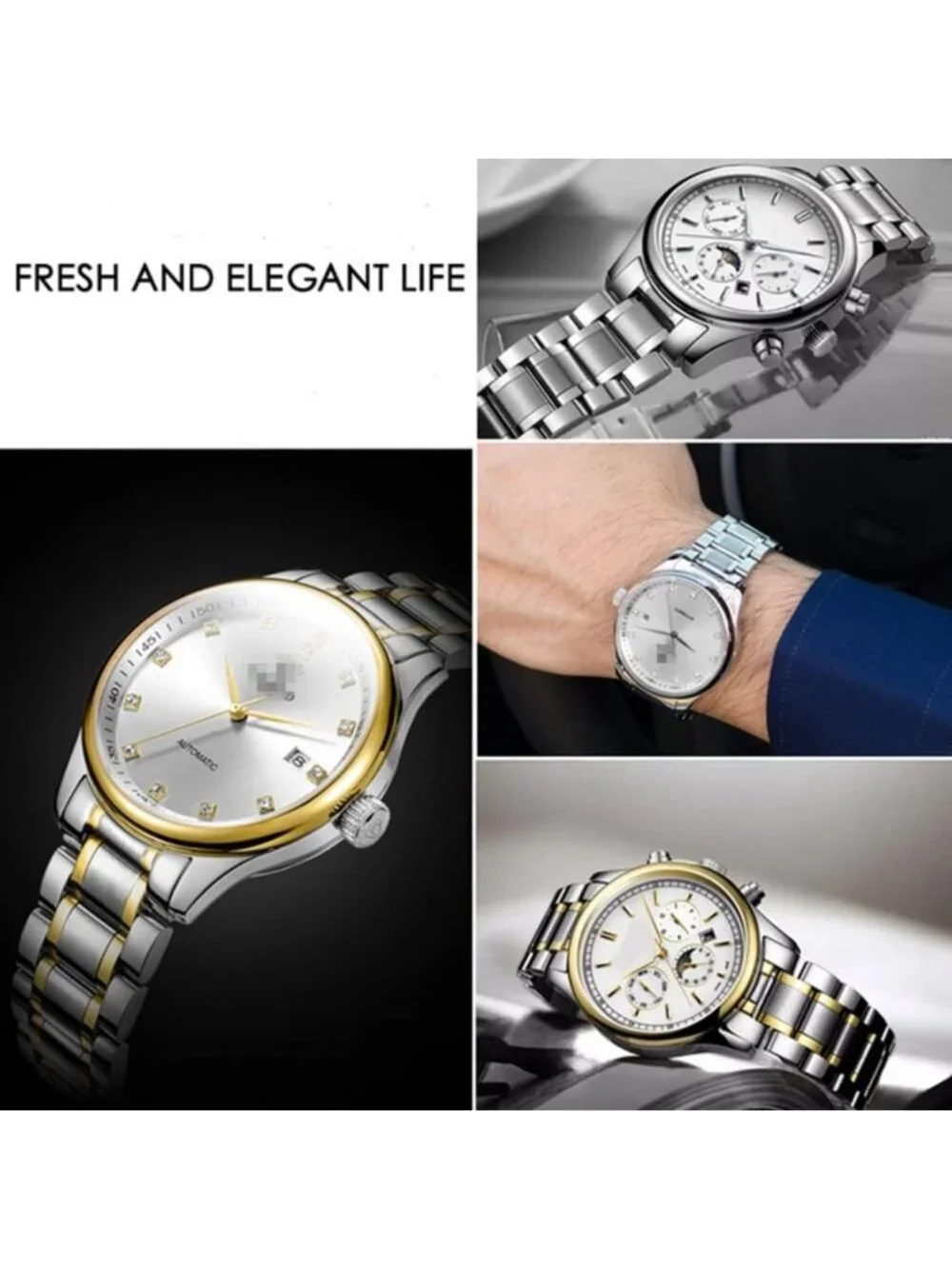 Universal Stainless Steel Watch Band - 14mm to 24mm Adjustable Metal Strap for