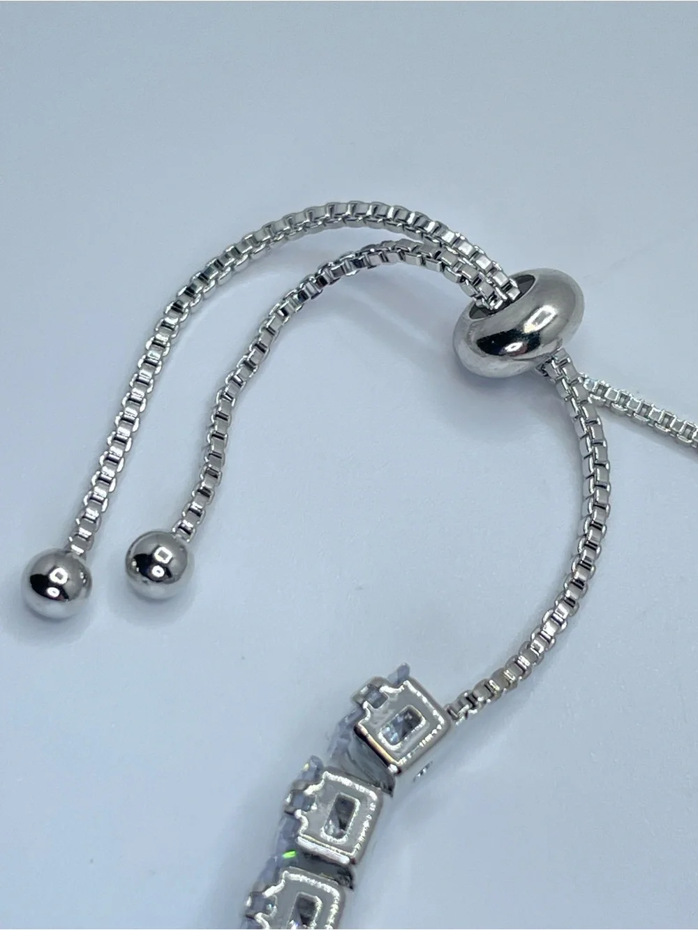 Swarovski Crystal Elements Diamond White Princess Cut Tennis Bracelet Silver