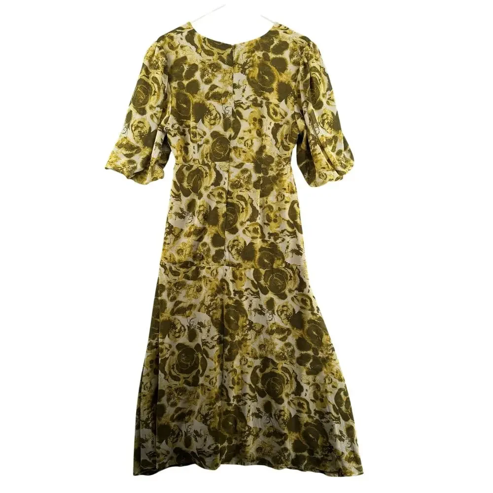 Chelsea 28 Forget Me Not Gathered Waist Midi Dress Womens S Green V‎ Neck