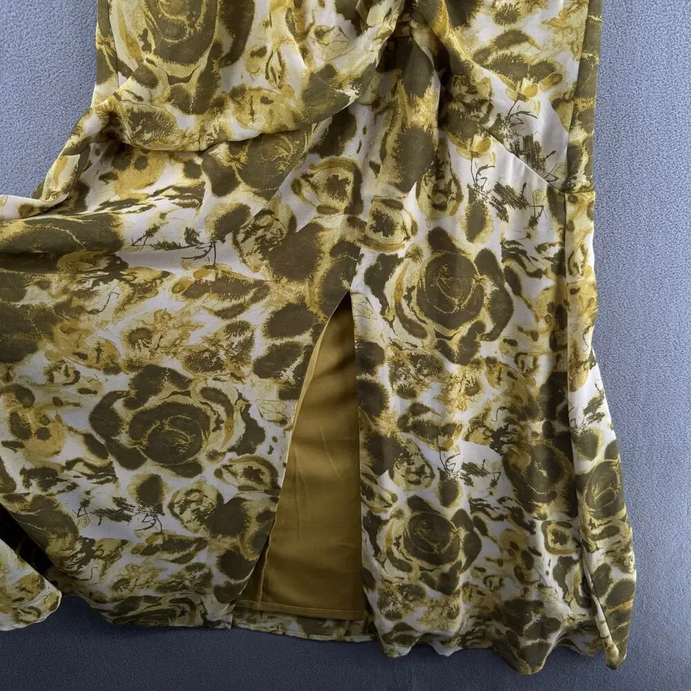 Chelsea 28 Forget Me Not Gathered Waist Midi Dress Womens S Green V‎ Neck