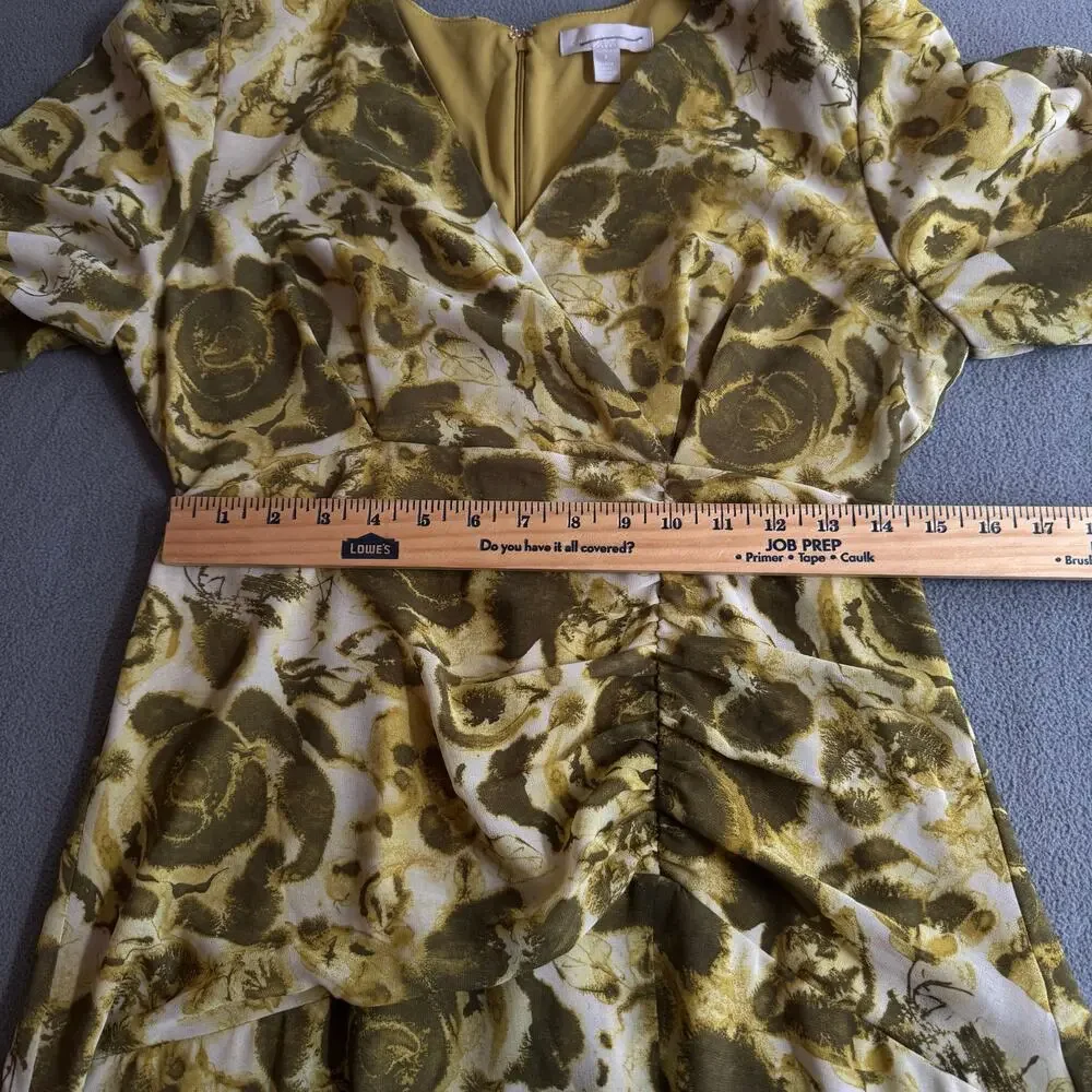 Chelsea 28 Forget Me Not Gathered Waist Midi Dress Womens S Green V‎ Neck
