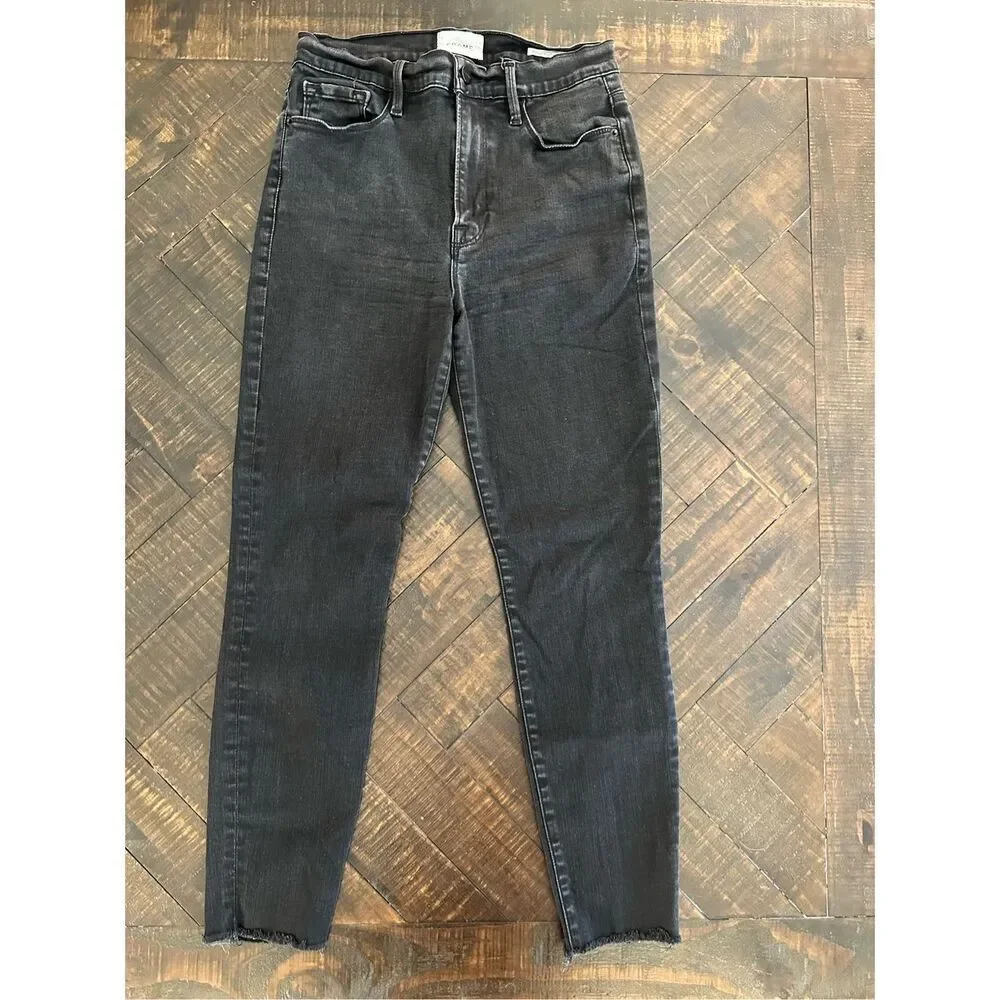 FRAME Ali High Rise Cigarette Black Stretch Jeans Classic 5 Pocket Size 29