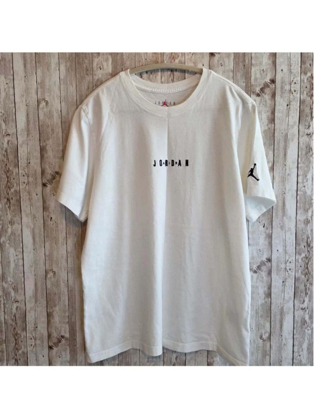 Men's Jordan White Short Sleeve Tee with Black Logo Size L