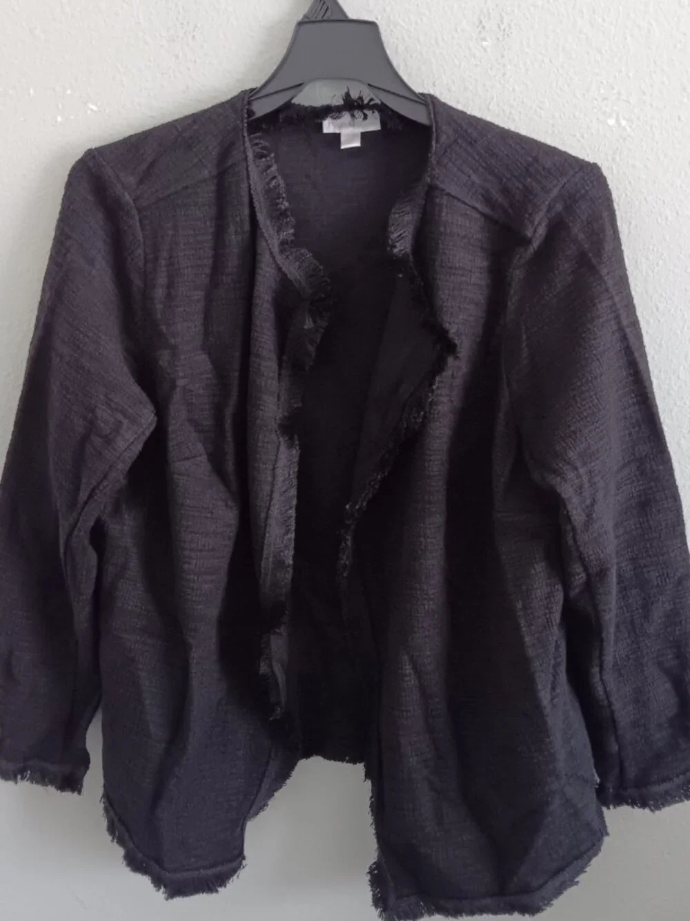 Belle by Kim Gravel Fringe Benefit Tweed Jacket, Black Sz 2X a698181