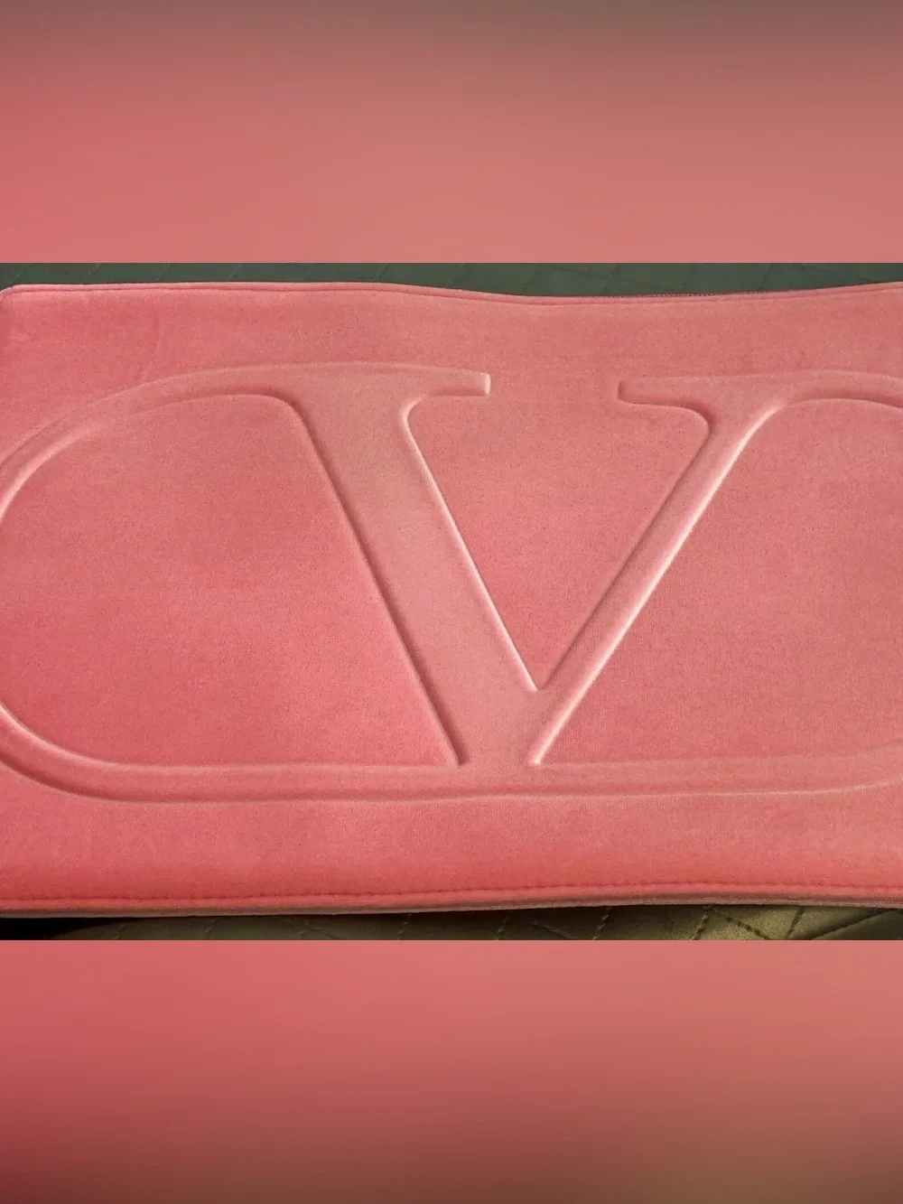 Valentino  Pink Embossed V Logo large Soft Velvet Laptop Sleeve