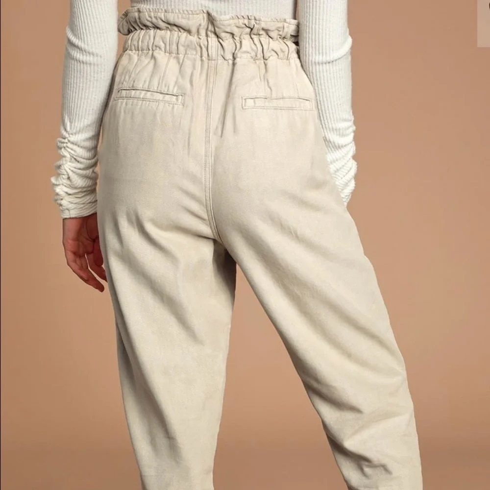 Free People Paperbag Waist Pleated Pants M khaki high rise