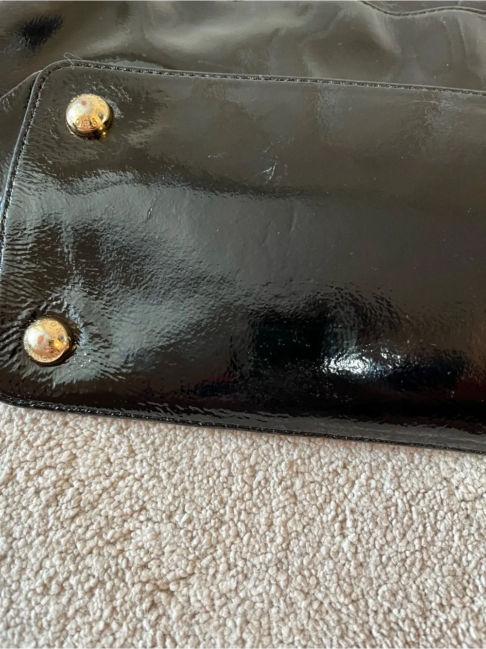 Michael Kors Black Patent Tote with Gold Chain Straps