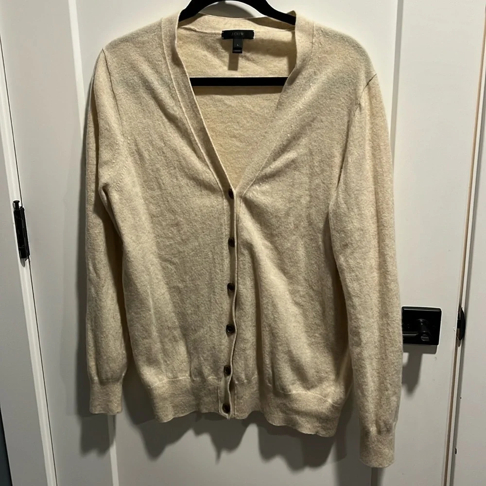 J Crew Oatmeal Wool Cashmere Blend Oversized Cardigan