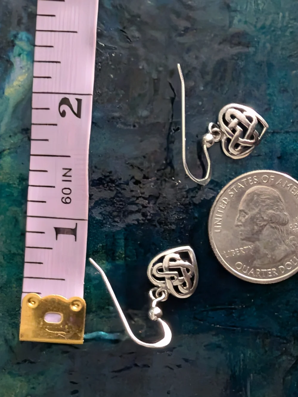 Sterling Silver Celtic Heart Drop Earrings - Silver